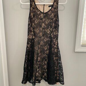 AQUA Black Lace Skater Dress Size XS